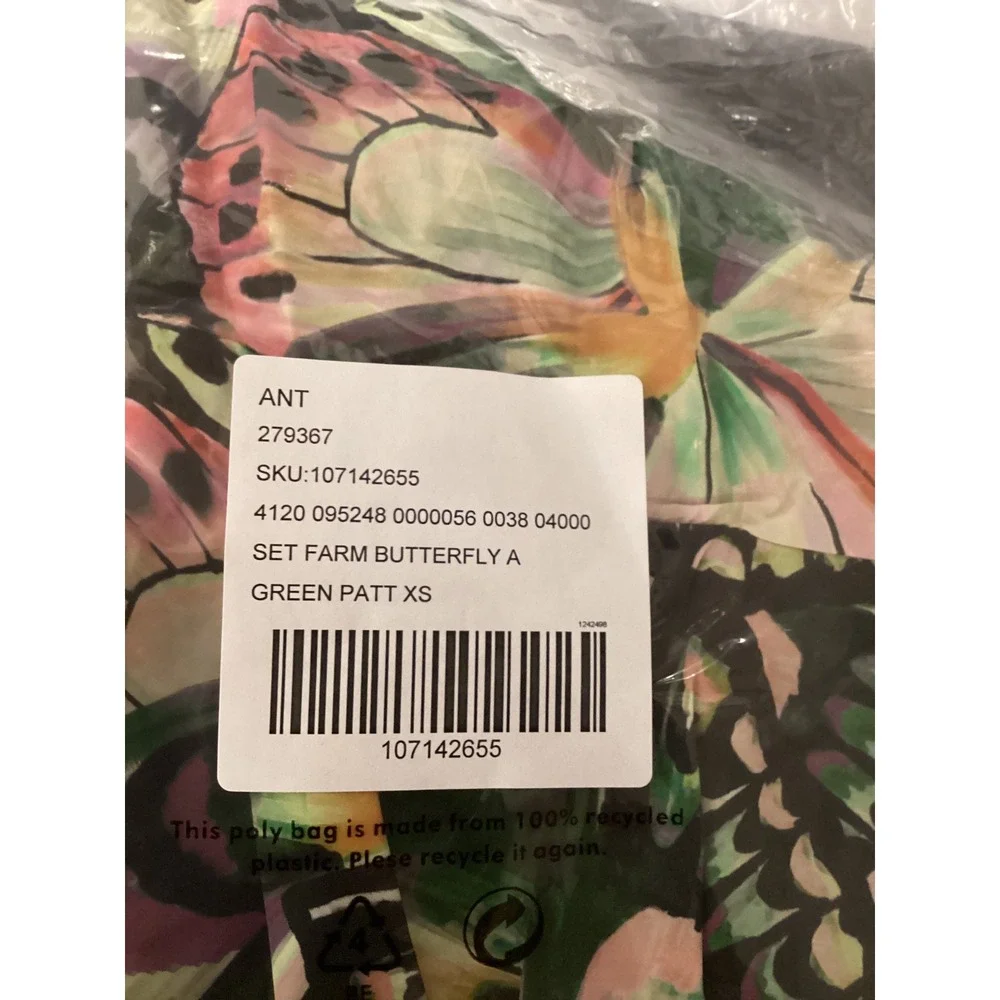 Farm Rio for Anthropologie Butterfly Print Ruffle Mini Skirt Green Pink XS NWT